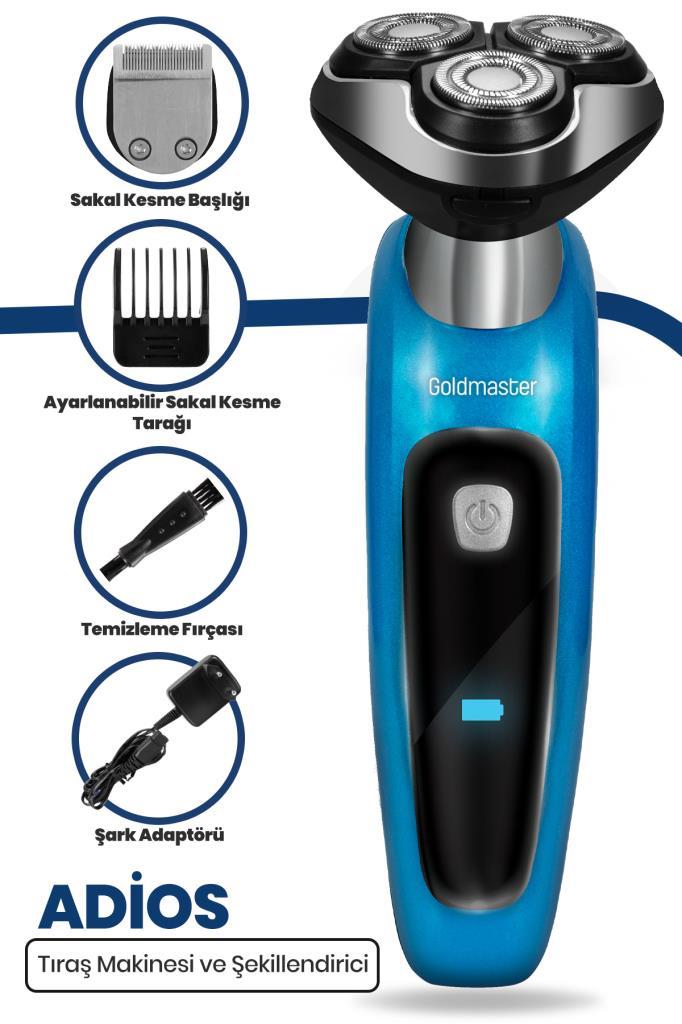 GoldMaster Adios 2in1  Islak Kuru Esnek Oynar Başlıklı IPX6 Su Geçirmez Tıraş Makinesi